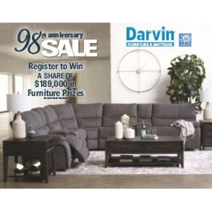 Sept. 2018 - Celebrating 98th Anniversary, Darvin® Furniture Giving Away 
More than $189,000 In Prizes