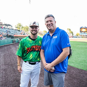 July 25, 2024 - Darvin Furniture & Mattress Will Harris and Darvin employees host Joliet Slammers Ghostbuster Night