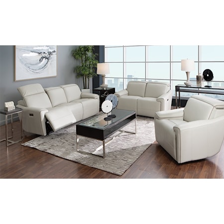 LEATHER MATCH POWER SOFA