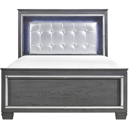 Queen Panel Bed with LED Lights