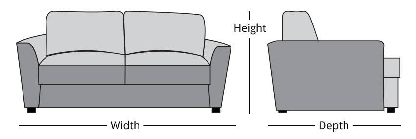 sofa height width depth measuring guide