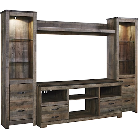 Large TV Stand & 2 Tall Piers w/ Bridge