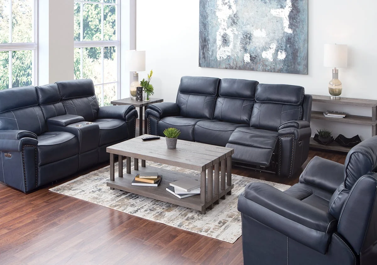 H317 Logistics 1012 Leather Match Dual Reclining Power Sofa