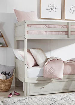 twin over twin bunk bed $449.99 | antique white or grey